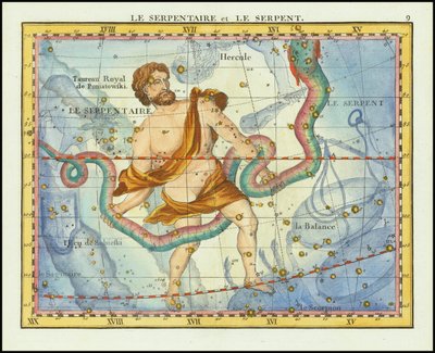 1776 - John Flamsteed - Käärme ja serpentiini (Ophiucus  Serpens) tekijältä John Flamsteed