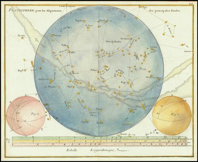 1776 - John Flamsteed - Planisphere for the Alignments of the Principal Stars (Planisfääri päätähtien kohdista) tekijältä John Flamsteed