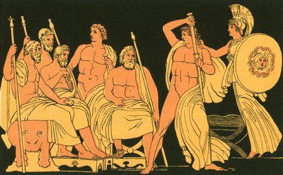 Athene tukahduttaa Akilleuksen raivoa tekijältä John Flaxman