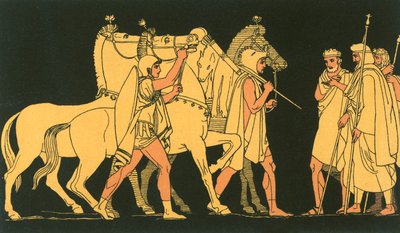 Diomed ja Ulysses, jotka palaavat Rhesuksen saaliin kanssa tekijältä John Flaxman