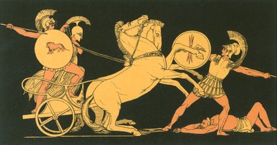 Diomed heittää keihään Aresia vastaan tekijältä John Flaxman