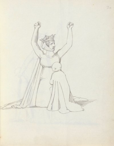 Mrs Siddons Constance, 1783 (kynä, muste ja pesu paperille) tekijältä John Flaxman