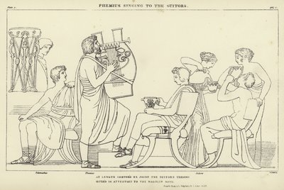 Phemius laulaa Suitorsille tekijältä John Flaxman