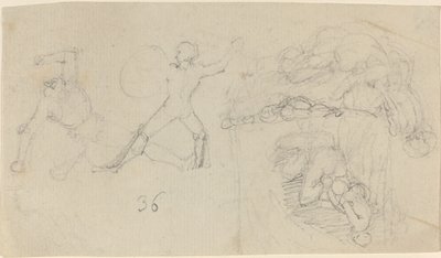 Arkki luonnoksia, mukaan lukien Two Warriors Fighting tekijältä John Flaxman