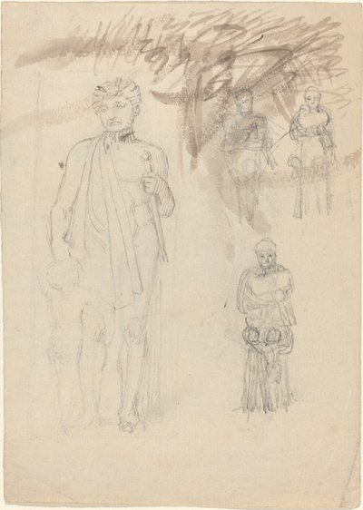 Tutkimusarkki, mukaan lukien Warrior with Child [recto and verso] tekijältä John Flaxman