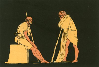 Ulysses keskustelee Eumaeuksen kanssa tekijältä John Flaxman