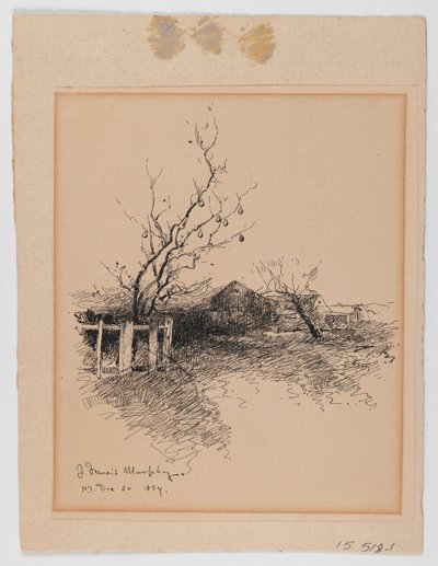 Maisema, N.Y., 20. joulukuuta 1894 (kynä ja muste kartongille kiinnitetylle paperille) tekijältä John Francis Murphy