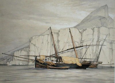 Gibraltar, Sketches of Spainista, kaiverrus Charles Joseph Hullmandel (1789-1850), julkaistu 1836 (väri litho) tekijältä John Frederick (after) Lewis