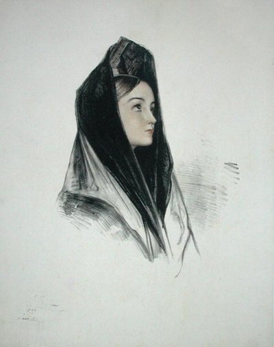 Tyttö Mantillassa, Sevilla tekijältä John Frederick (after) Lewis