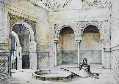 Abencerrajes-salin (Sala de los Abencerrajes) sisustus, "Alhambran luonnokset ja piirustukset", kaivertanut William Gauci (fl.1825-54) tekijältä John Frederick (after) Lewis
