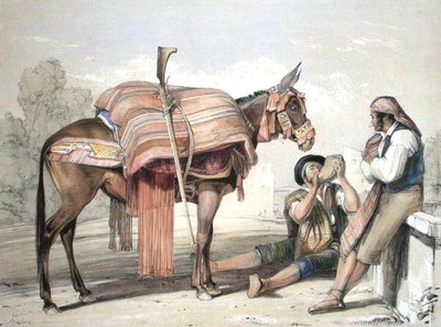 Kiertelevät talonpojat muulin kanssa, Andalusia tekijältä John Frederick (after) Lewis