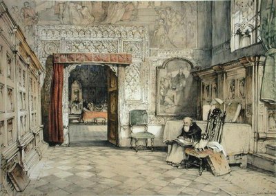 Sala Capitular, Toledo, teoksesta "Sketches of Spain", kaivertaja Charles Joseph Hullmandel (1789-1850), julkaistu 1836 (värilitografia). tekijältä John Frederick (after) Lewis