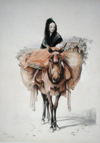 Sevilla 1835, kirjasta "Sketches of Spain", kaiverrus Charles Joseph Hullmandel (1789-1850), julkaistu 1836 (värilitho) tekijältä John Frederick (after) Lewis