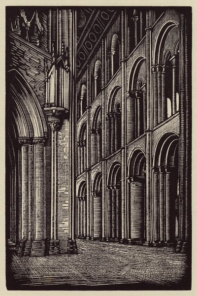 Elyn katedraali: Ely Cathedral: Keskilaiva länteen (puupiirros) tekijältä John Frederick Greenwood