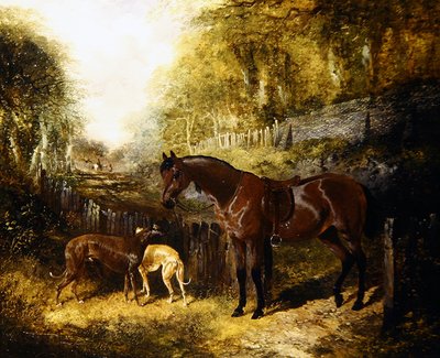 Poni ja vinttikoirat maisemassa (öljy kankaalle) tekijältä John Frederick Herring Jnr