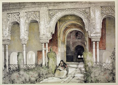 Sisäänkäynti Kahden sisaren saliin (Sala de las dos Hermanas), julkaisusta "Alhambran luonnokset ja piirustukset", 1835 tekijältä John Frederick Lewis