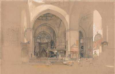 Suuren moskeijan sisätilat, (Ulucami) Bursa, Turkki. tekijältä John Frederick Lewis