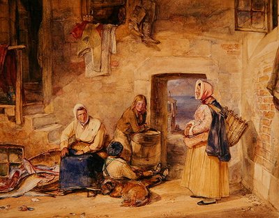 Newhaven Fisherwomen, Edinburgh, n. 1831-32 (akvarelli paperille) tekijältä John Frederick Lewis