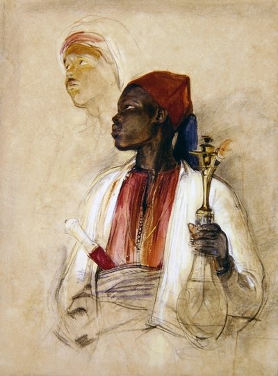 Study for the Pipe Bearer, n.1856 (akvarelli paperille) tekijältä John Frederick Lewis