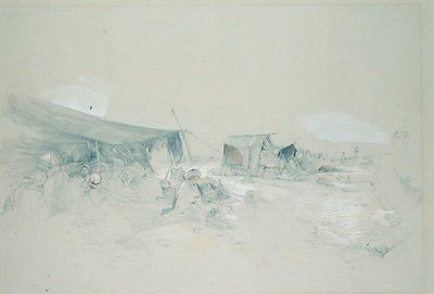 Siinain vuoren autiomaa (kynä ja guassi paperilla) tekijältä John Frederick Lewis