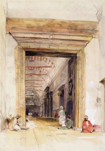 Santa Sofian moskeijan suuri ovi, Konstantinopoli (vartalovärillä korostettu wc kynällä) tekijältä John Frederick Lewis