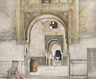 Kahden sisaren sali (Sala de las dos Hermanas), "Alhambran luonnokset ja piirustukset", kaiverrus William Gauci (fl.1825-54), 1835 tekijältä John Frederick Lewis