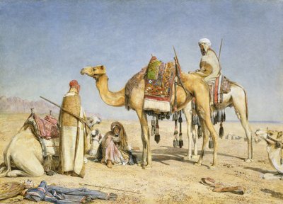 Keskipäivän pysähdys, 1853 (wc & guassia lyijykynällä kortille) tekijältä John Frederick Lewis