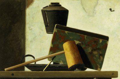 Asetelma muistikirjan ja putken kanssa, tekijältä John Frederick Peto