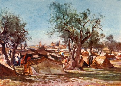 Beduiinileiri Jerusalemin pohjoismuurin ulkopuolella, 1902. tekijältä John Fulleylove