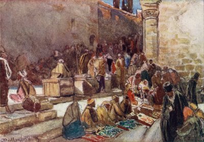 Sisäänkäynti Jerusalemin Pyhän haudan kirkon etupihaan tekijältä John Fulleylove