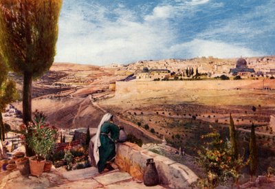 Jerusalem Öljymäeltä, jossa Kristus itki kaupungin yli, 1902. tekijältä John Fulleylove