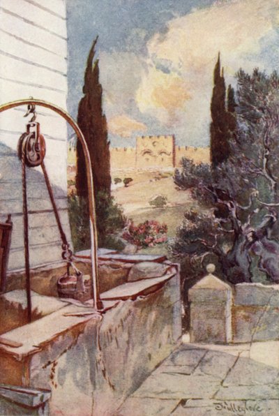Kultainen portti Getsemanen puutarhasta (väri litho) tekijältä John Fulleylove