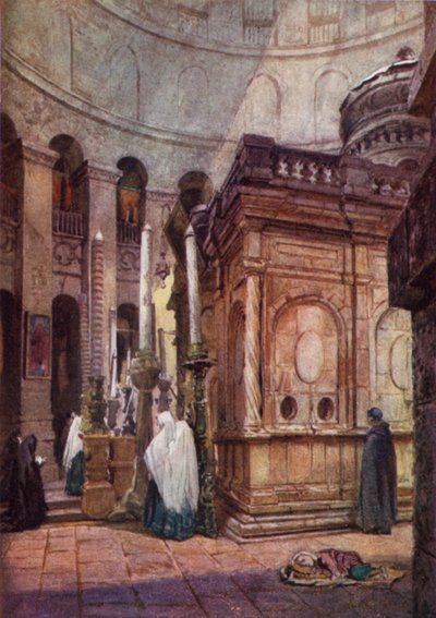 Rotunda ja Pyhän haudan kappeli (väri litho) tekijältä John Fulleylove