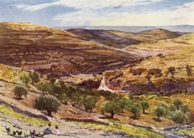 Hinnomin laakso, loukkauskukkula (väri litho) tekijältä John Fulleylove
