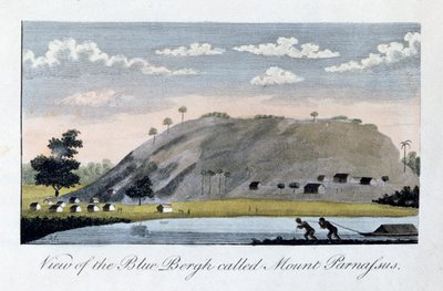 Näkymä Blue Bergh -vuorelle nimeltä Parnassus, 1813 tekijältä John Gabriel Stedman
