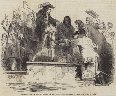 Oranssin prinssin maihinnousun vuosipäivä Torbayssa, 5. marraskuuta 1688 tekijältä John Gilbert