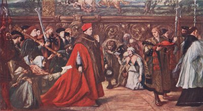 Kardinaali Wolsey kulkueessa Westminster Halliin 1515 tekijältä John Gilbert