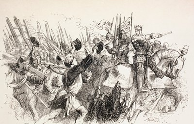 Kuningas Henrikin joukot Harfleurin piirityksessä Ranskassa 1890 tekijältä John Gilbert