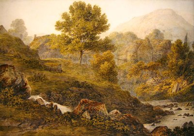 Mountain Farmstead (akvarelli paperille) tekijältä John Glover