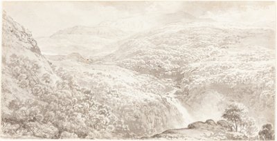 Una vall de muntanya amb una cascada finlandesa tekijältä John Glover