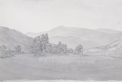 Llantysilio Mountain, Wales (kynä, tussi ja pesu paperille) tekijältä John Glover