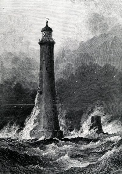 The Proposed New Eddystone Lighthouse, kuvitus The Illustrated London News -lehdestä vuodelta 1879. tekijältä John Greenaway