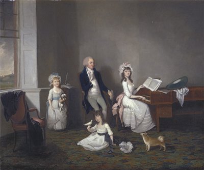 John Richard Comyns Hylands Essexistä tyttäriensä kanssa, 1775 tekijältä John Greenwood