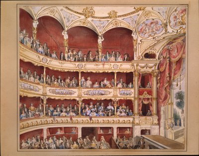 St. Jamesin teatterin auditorio (kynä ja akvarelli paperille) tekijältä John Gregory Crace