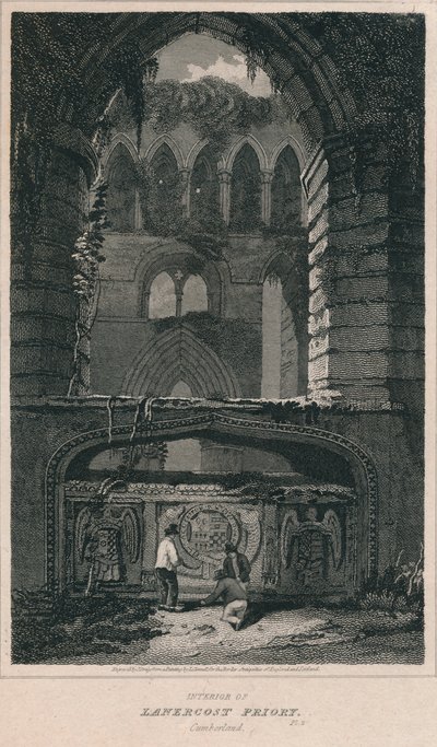 Lanercost Prioryn sisätilat. Cumberland, 1814 tekijältä John Greig