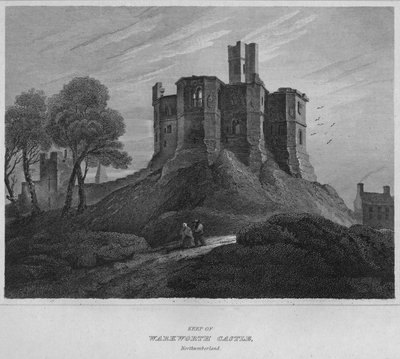 Warkworthin linnan vartio, Northumberland, 1814 tekijältä John Greig