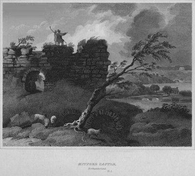 Mitfordin linna, Northumberland, 1814 tekijältä John Greig