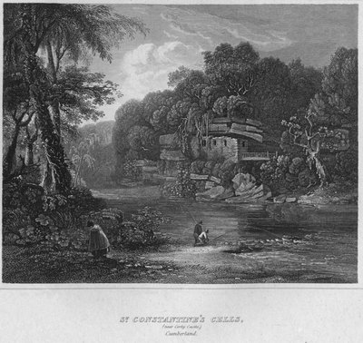 St. Constantines Cells, lähellä Colbyn linnaa. Cumberland, 1814 tekijältä John Greig