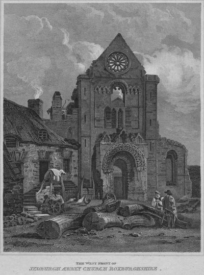 Jedburgh Abbey Church Roxburghshiren länsirintama, 1814 tekijältä John Greig