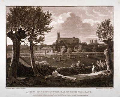 Näkymä Westminsteristä Millbankista, Lontoosta, 1807 tekijältä John Hall